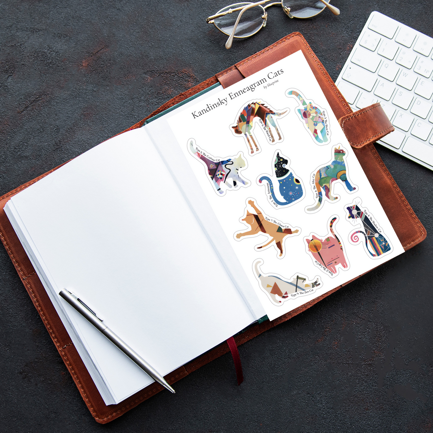 Enneagram Cat Sticker Sheet: 3-pack