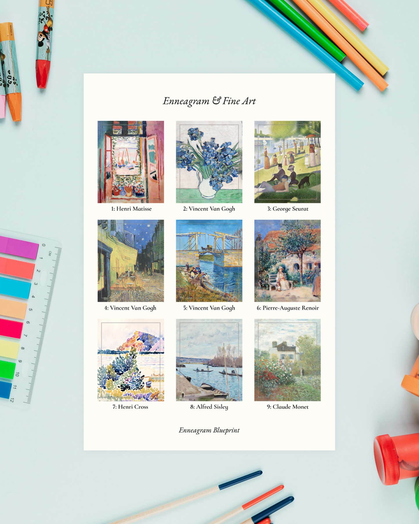 Enneagram & Fine Art Sticker Sheet: 3-pack