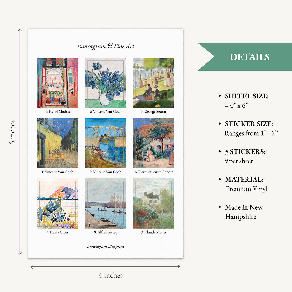 Enneagram & Fine Art Sticker Sheet (3-pack)