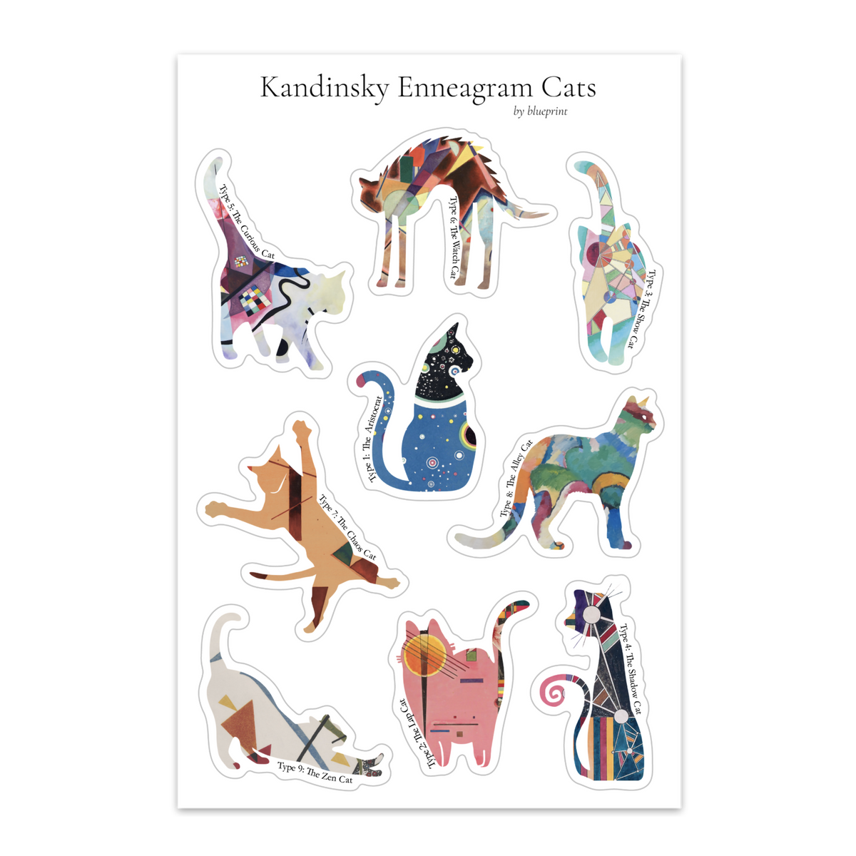 Enneagram Cat Sticker Sheet (3-pack)