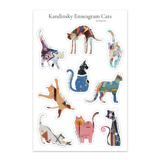 Enneagram Cat Sticker Sheet: 3-pack
