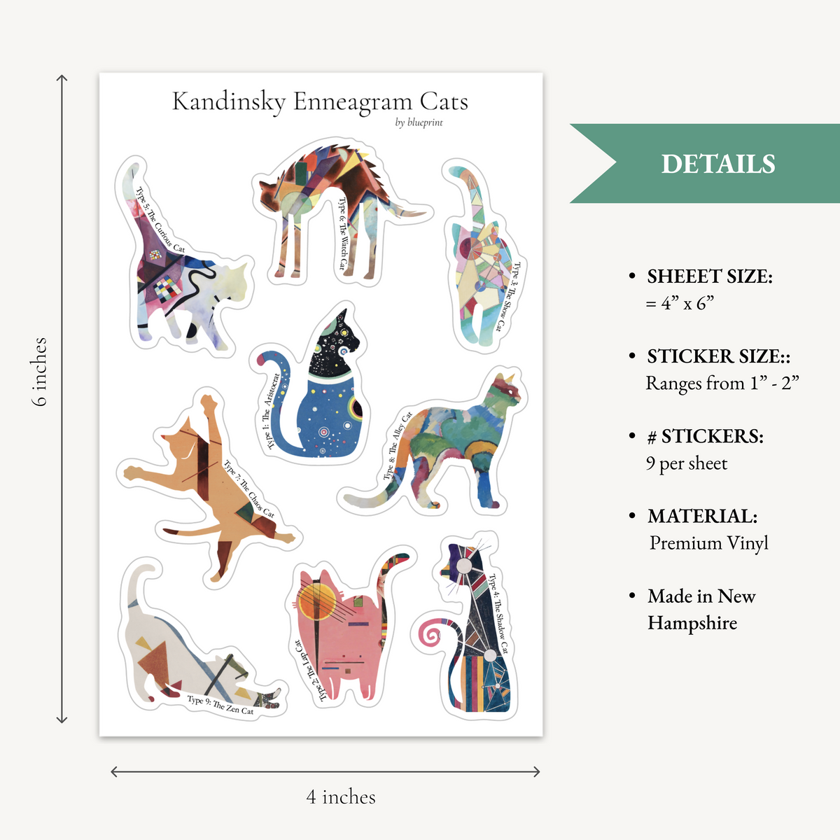 Enneagram Cat Sticker Sheet (3-pack)