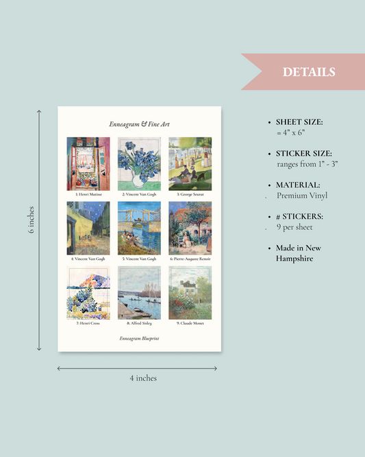 Enneagram & Fine Art Sticker Sheet: 3-pack